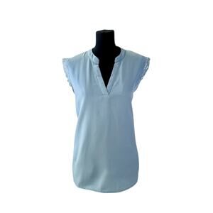 H&M Blue V-Neck Cap Sleeve Lightweight Blouse Womens XL